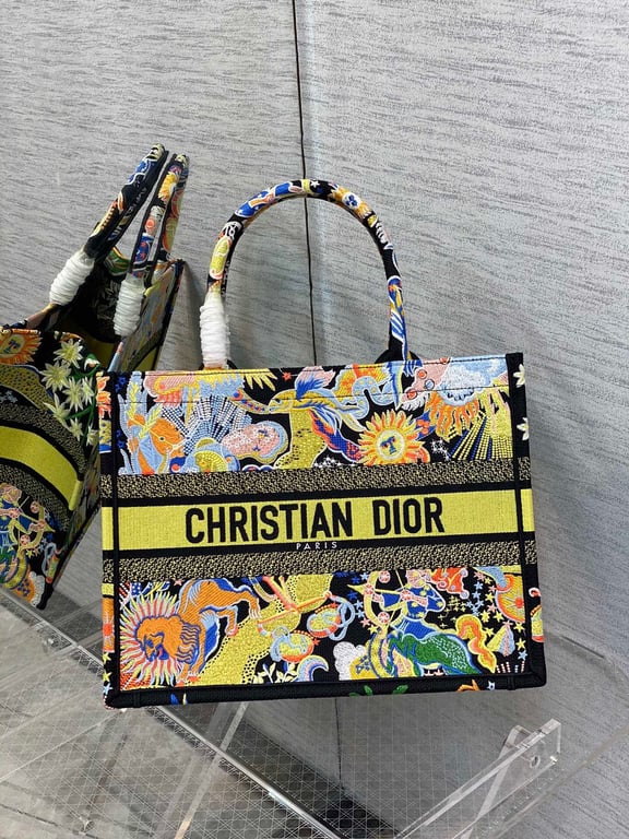 Ezyycart Bags DIR 36CM MEDIUM BLACK MULTICOLOR ZODIAC FANTASTICO EMBROIDERY BOOK TOTE