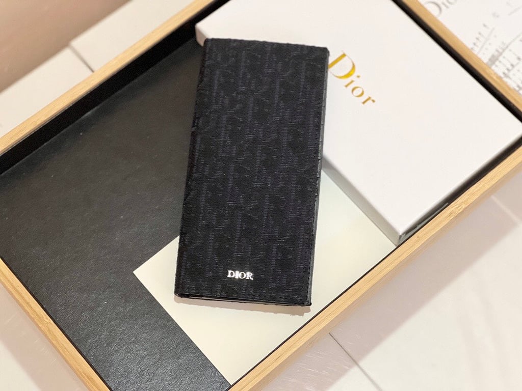 Ezyycart Bags dir LONG BI FOLD CARD HOLDER BLACK OBLIQUE JACQUARD 17.5CM 2ESCH147YSE H03E