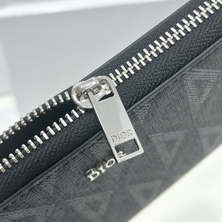 Ezyycart Bags dir ZIPPED LONG WALLET BLACK CD DIAMOND CANVAS 19.5CM 2ESBC252DCO H43E