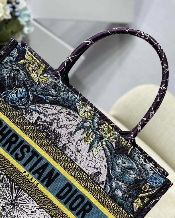 Ezyycart Bags DIR 36CM BLUE CONSTELLATION EMBROIDERY MEDIUM BOOK TOTE