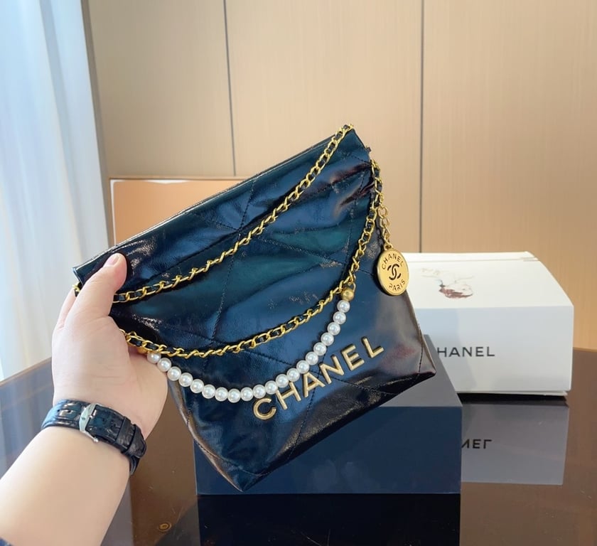 Anum Bags CHL 22 MINI BLACK HANDBAG CRYSTAL PEARL STRAP HIGH QUALITY