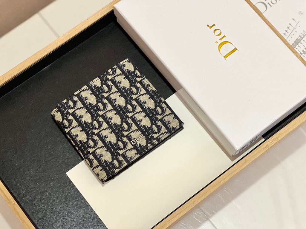 Ezyycart Bags dir WALLET BEIGE AND BLACK OBLIQUE JACQUARD 11CM 2OBBH027YSE H05E