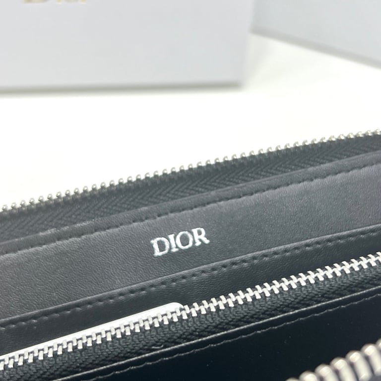Ezyycart Bags dir ZIPPED LONG WALLET BLACK CD DIAMOND CANVAS 19.5CM 2ESBC252DCO H43E