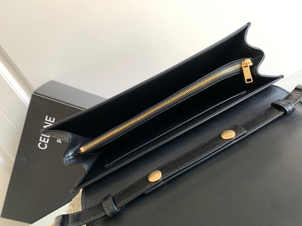 Ezyycart Bags CE BAG TRAPEZE TRIOMPHE BAG IN SHINY CALFSKIN BLACK
