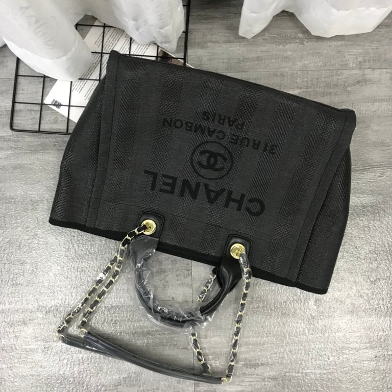 Anum Bags CHL CANVAS LARGE BLACK TOTE BAG 38CM A66941