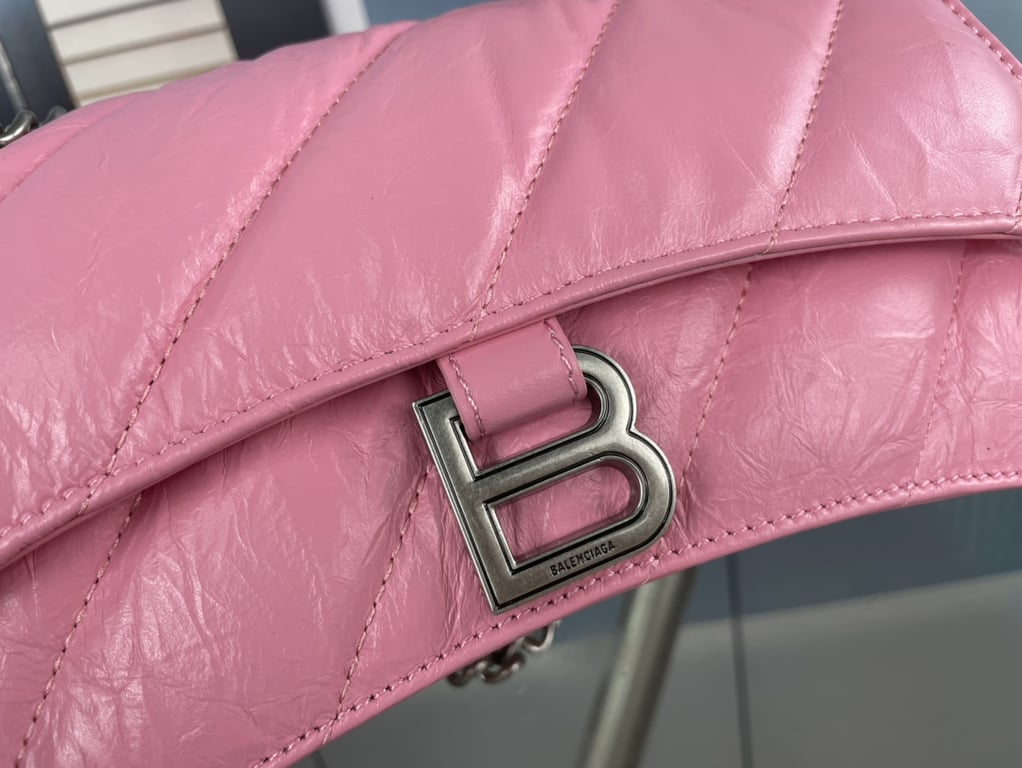Ezyycart Bags BALENCIAGA CRUSH SMALL CHAIN BAG QUILTED IN PINK 25CM