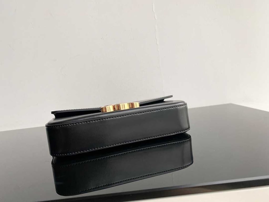 Ezyycart Bags CE TRIOMPHE SHOULDER BAG IN SHINY CALFSKIN BLACK