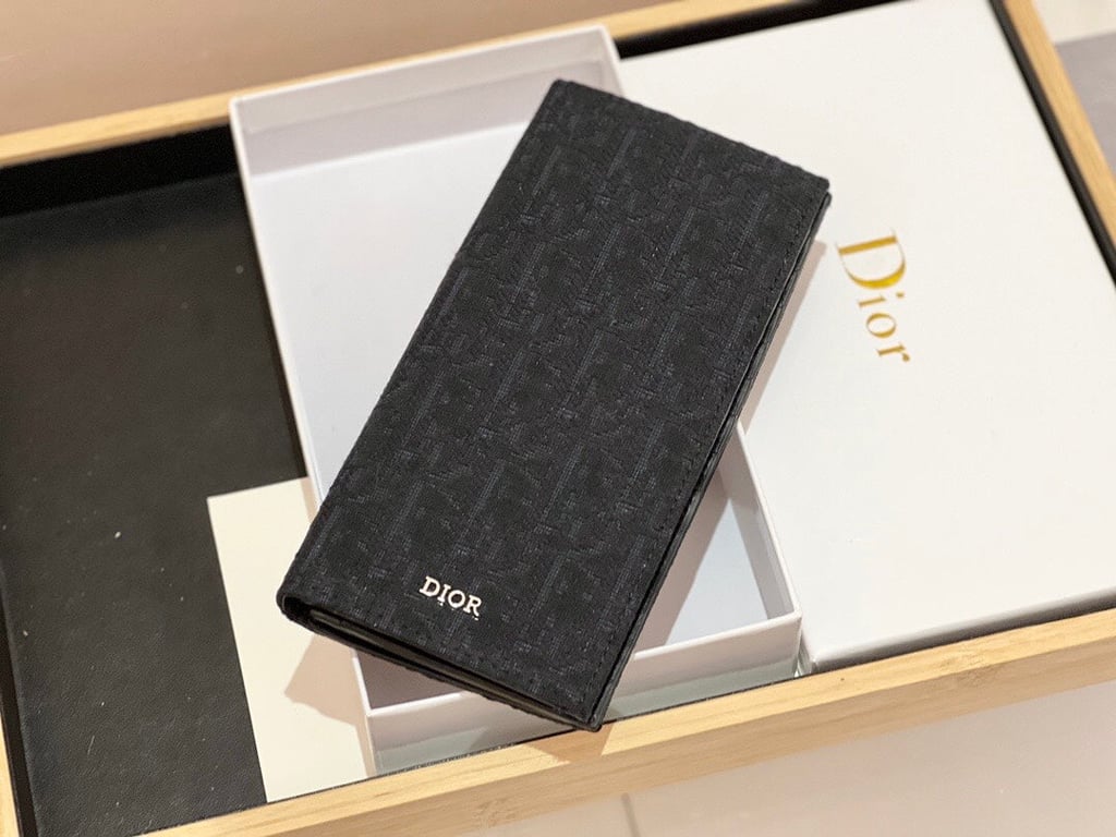 Ezyycart Bags dir LONG BI FOLD CARD HOLDER BLACK OBLIQUE JACQUARD 17.5CM 2ESCH147YSE H03E