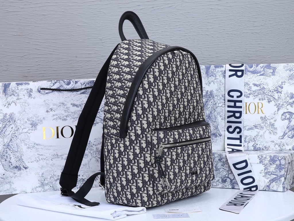 Ezyycart Bags DIR BEIGE AND BLACK 40CM RIDER OBLIQUE JACQUARD BACKPACK