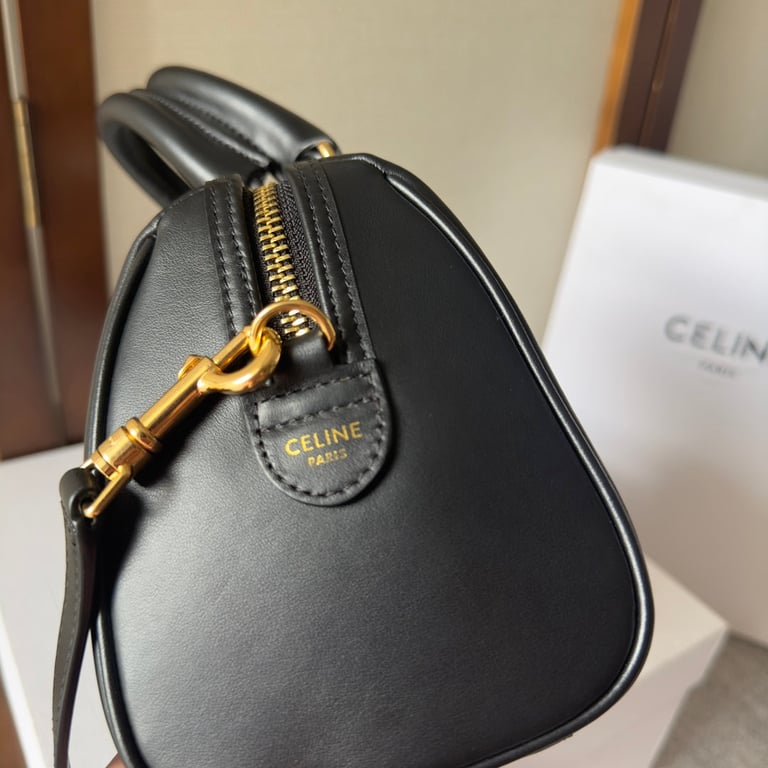 Ezyycart Bags CE SMALL BOSTON BAG IN SMOOTH CALFSKIN WITH CUIR TRIOMPHE BLACK