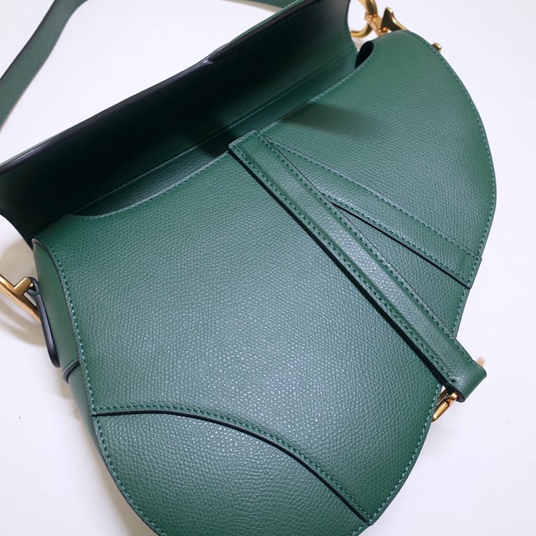 Ezyycart Bags DIR SADDLE WITH STRAP GRAINED CALFSKIN GREEN