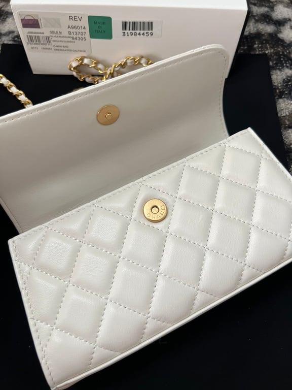 Anum Bags CHL LAMBSKIN MINI KELLY FLAP BAG WHITE 17CM