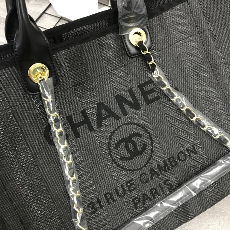 Anum Bags CHL CANVAS LARGE BLACK TOTE BAG 38CM A66941