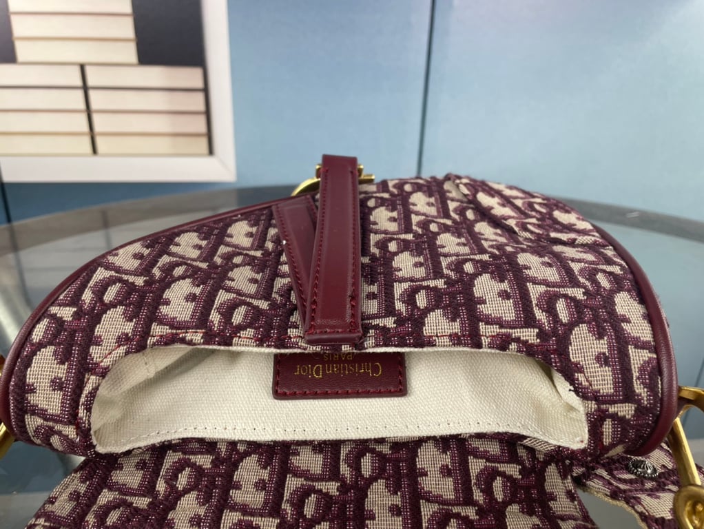 Ezyycart Bags DIR SADDLE BAG DIR OBLIQUE EMBROIDERY RED 24CM