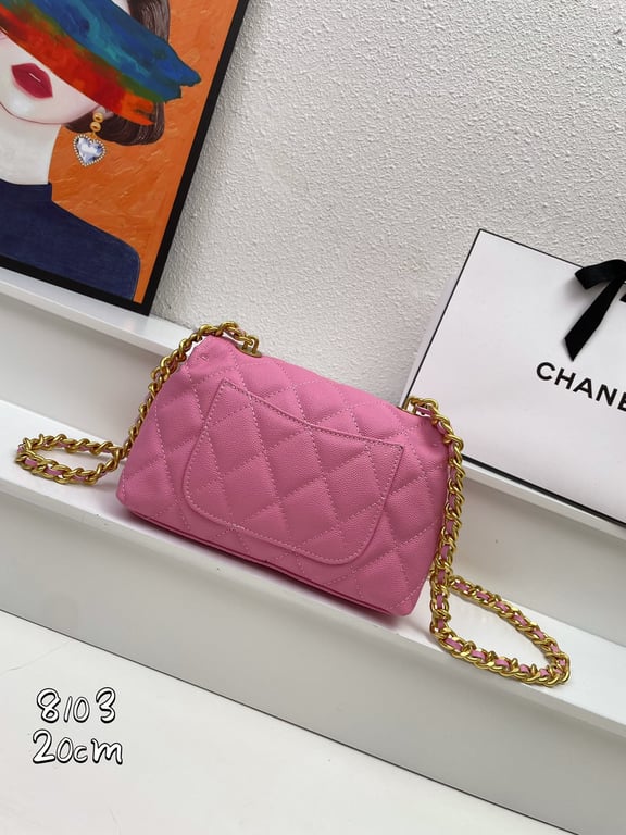 Anum Bags CHL FLAP BAG WITH CHAIN PINK 20CM