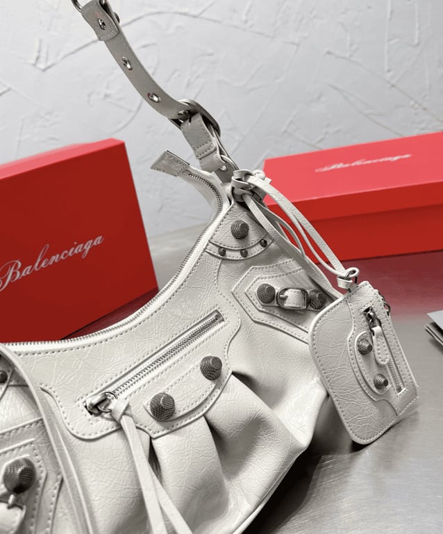 Ezyycart Bags BALENCIAGA LE CAGOLE XS SHOULDER BAG IN WHITE 25CM