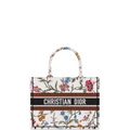 Anum Bags DIR 35CM MEDIUM BOOK TOTE WHITE MULTICOLOR PETITES FLEURS EMBROIDERY