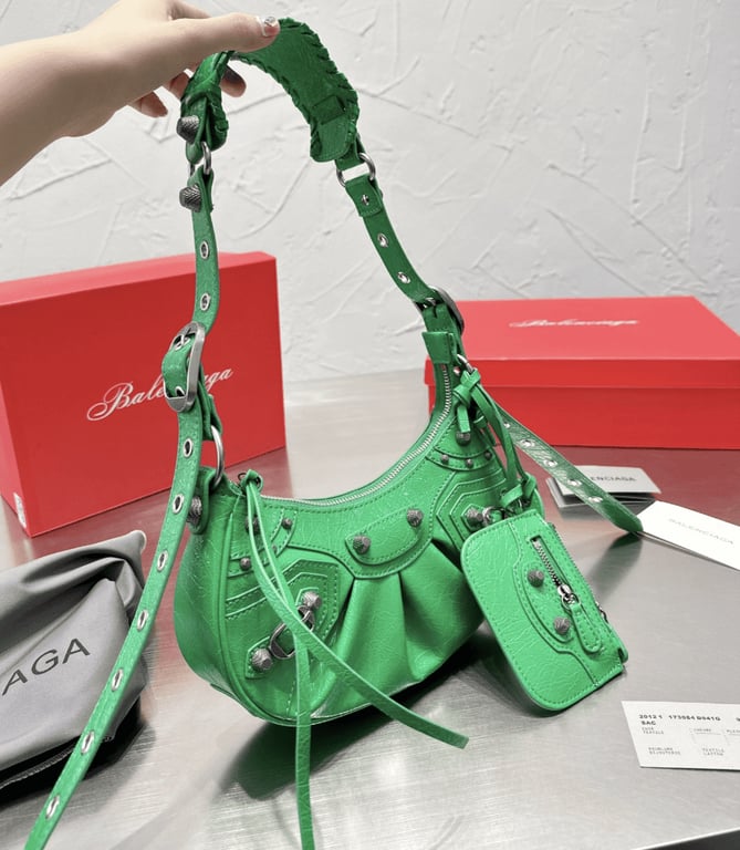 Ezyycart Bags BALENCIAGA LE CAGOLE XS SHOULDER BAG IN GREEN 25CM