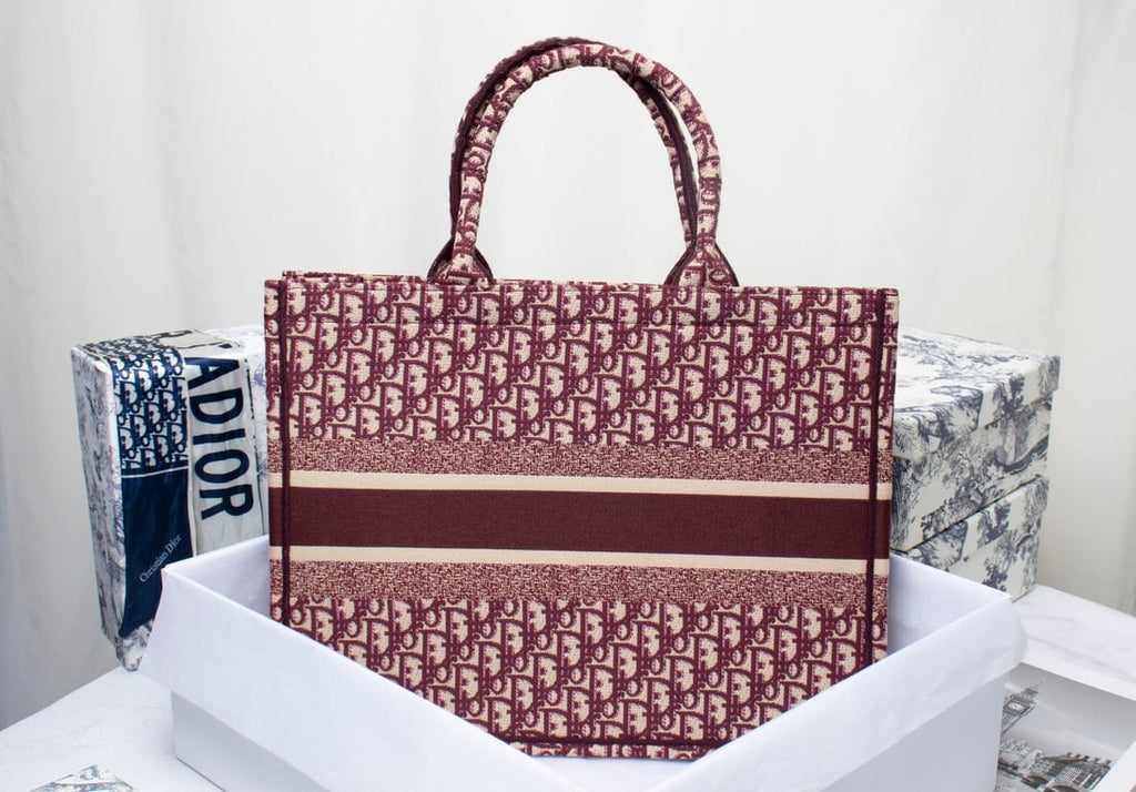 Ezyycart Bags DIR LARGE BOOK TOTE OBLIQUE EMBROIDERY RED 42CM