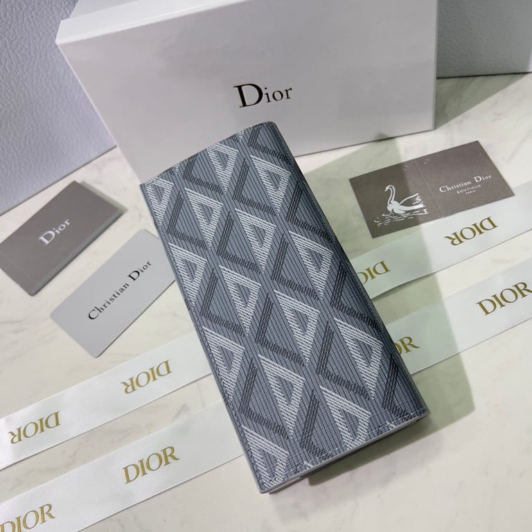 Ezyycart Bags dir VERTICAL LONG WALLET GREY CD DIAMOND CANVAS 2ESBC002DCO H42E