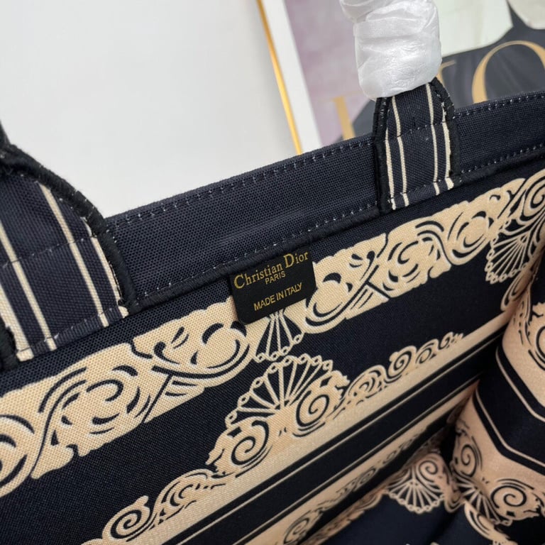 Ezyycart Bags DIR LARGE BOOK TOTE BLUE GOLD CORNELY EMBROIDERY 42CM