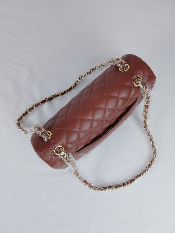 Anum Bags CHL CLASSIC MEDIUM LAMBSKIN FLAP BROWN AND GOLD 25CM