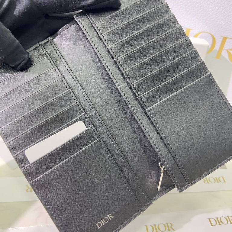 Anum Bags dir VERTICAL LONG WALLET BLACK CD DIAMOND CANVAS 17.5CM 2ESBC002DCO H43E