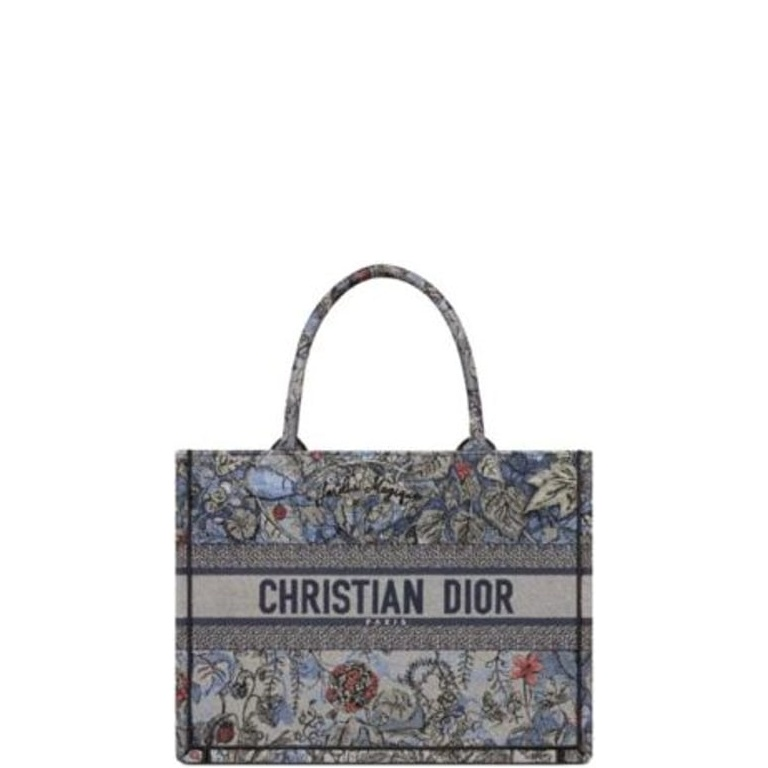Ezyycart Bags DIR 35CM MULTICOLOR MEDIUM BOOK TOTE DENIM JARDIN MAGIQUE EMBROIDERY