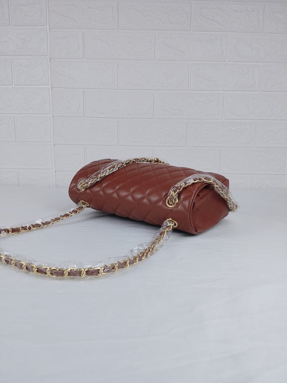 Anum Bags CHL CLASSIC MEDIUM LAMBSKIN FLAP BROWN AND GOLD 25CM