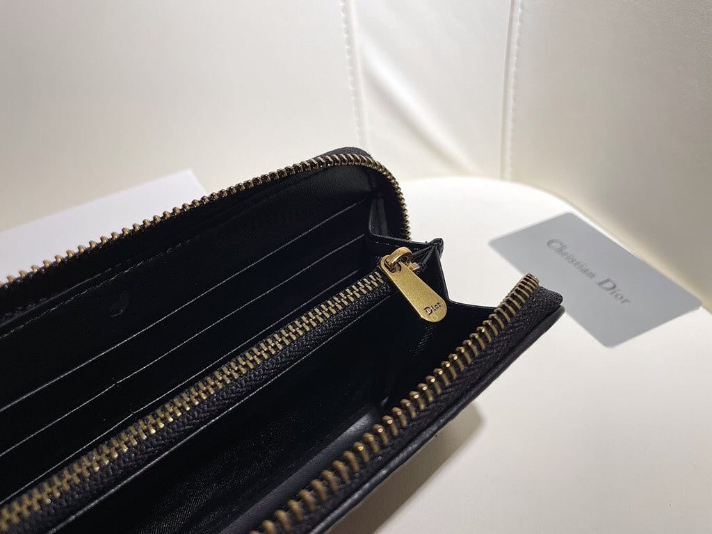 Ezyycart Bags dir LONG WALLET OBLIQUE JACQUARD BLACK AND BEIGE 19.5CM