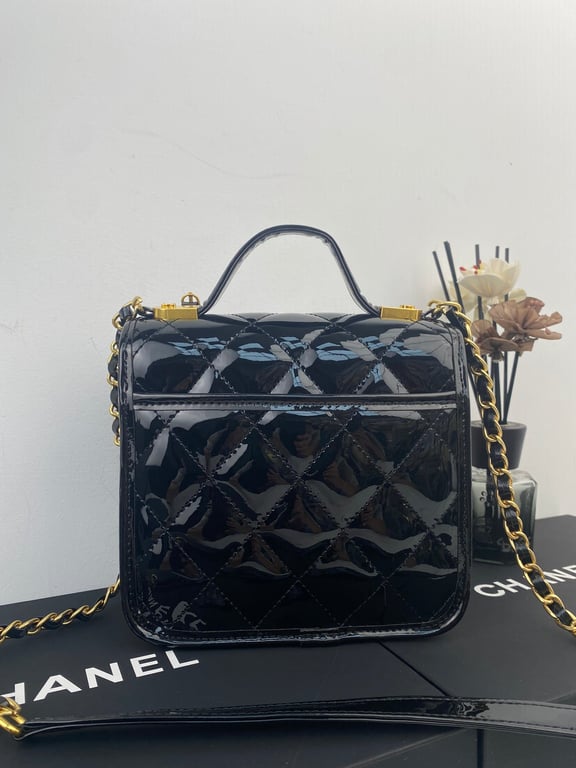 Anum Bags CHL SMALL FLAP BAG WITH TOP HANDLE BLACK AS3652