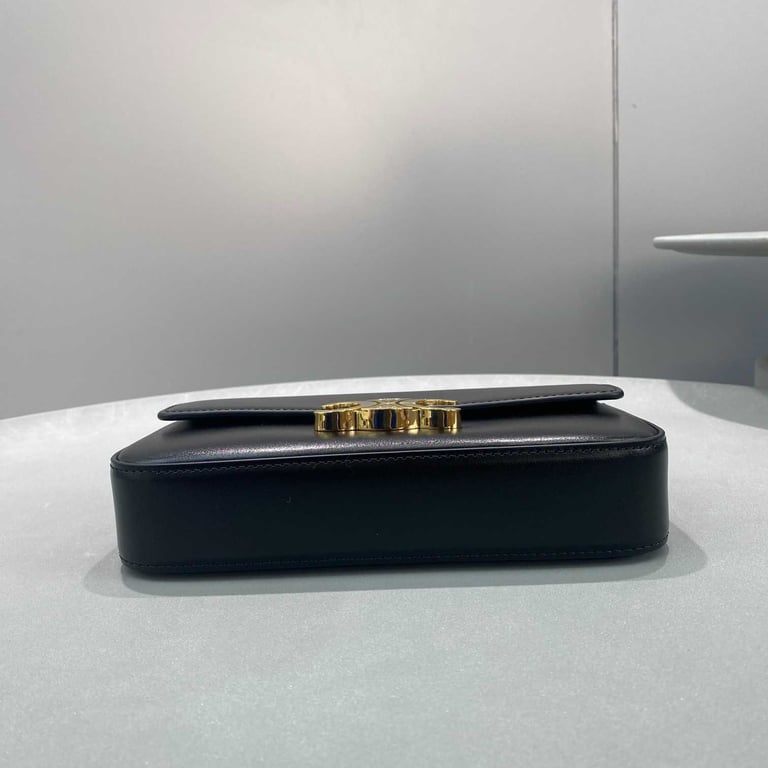 Ezyycart Bags CE CHAIN BOX TRIOMPHE BAG IN SHINY CALFSKIN BLACK