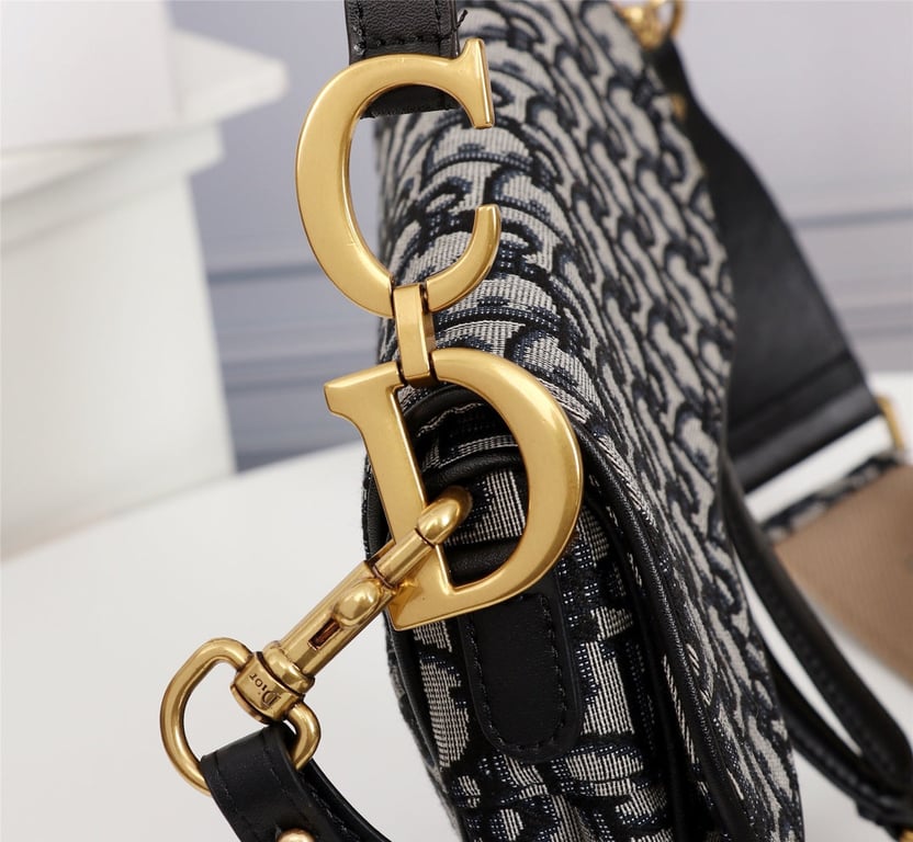 Anum Bags DIR SADDLE BAGGRAY OBLIQUE EMBROIDERY BLACK