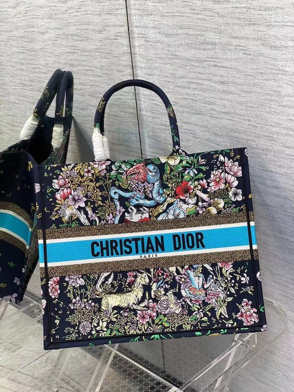 Anum Bags DIR 42CM BLUE MULTICOLOR D-CONSTELLATION EMBROIDERY LARGE BOOK TOTE