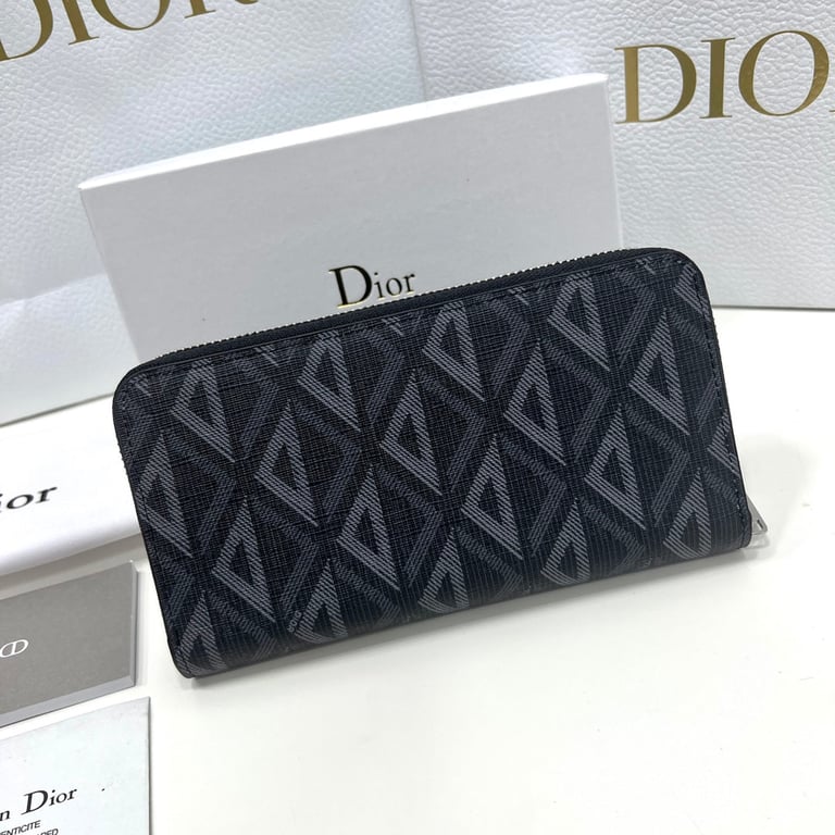 Ezyycart Bags dir ZIPPED LONG WALLET BLACK CD DIAMOND CANVAS 19.5CM 2ESBC252DCO H43E