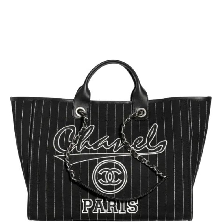 Anum Bags CHL 38CM BLACK WHITE LARGE SHOPPING BAG A66941 B10404 NN102