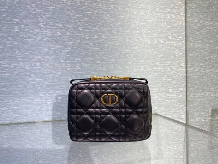 Ezyycart Bags dir SMALL CARO ZIPPED POUCH BLACK CANNAGE LAMBSKIN S5045UNSQ M900