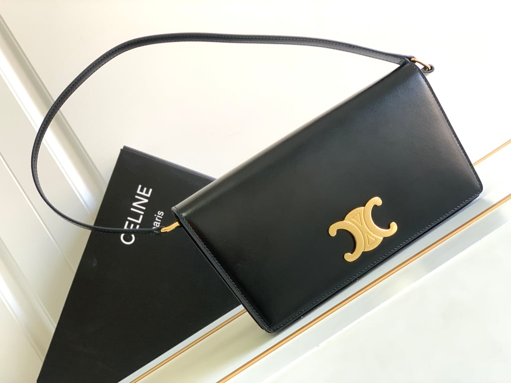 Ezyycart Bags CE BAG TRAPEZE TRIOMPHE BAG IN SHINY CALFSKIN BLACK