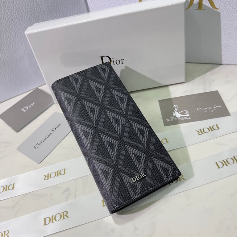 Anum Bags dir VERTICAL LONG WALLET BLACK CD DIAMOND CANVAS 17.5CM 2ESBC002DCO H43E