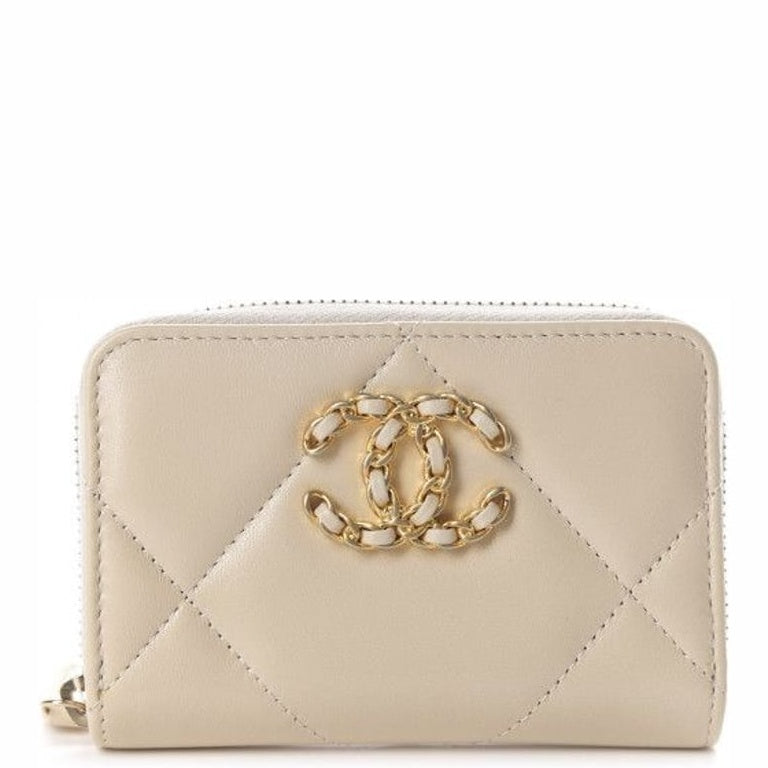 Anum Bags CHL 19 CARD HOLDER WITH ZIPPER LEATHER CREAM WALLET