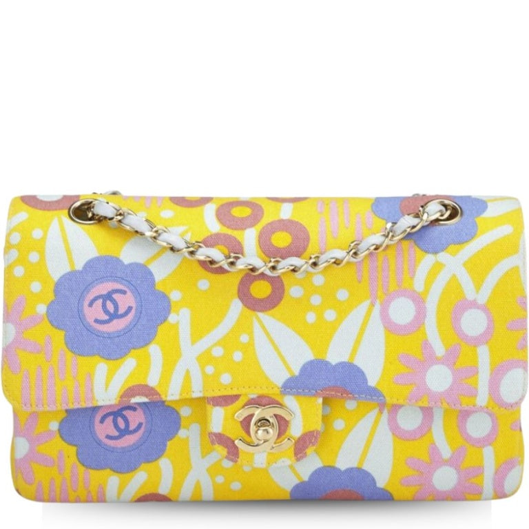 Anum Bags CHL MEDIUM CLASSIC FLAP SHOULDER BAG YELLOW 10IN/25.4CM