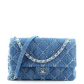 Anum Bags CHL CHAIN FLAP QUILTED DENIM JUMBO BLUE 25CM