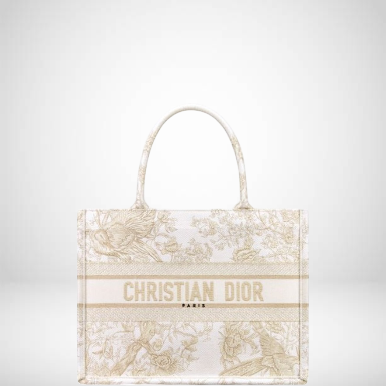 Ezyycart Bags DIR 41CM BOOK LARGE TOTE BAG WINTER GARDEN EMBROIDERY IN GOLD METALLIC THREADS