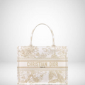 Ezyycart Bags DIR 41CM BOOK LARGE TOTE BAG WINTER GARDEN EMBROIDERY IN GOLD METALLIC THREADS
