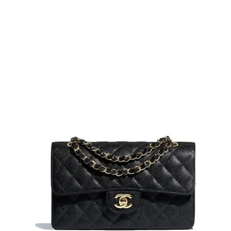 Anum Bags CHL MEDIUM CLASSIC FLAP BAG GOLD HARDWARE BLACK 26CM
