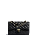 Anum Bags CHL MEDIUM CLASSIC FLAP BAG GOLD HARDWARE BLACK 26CM