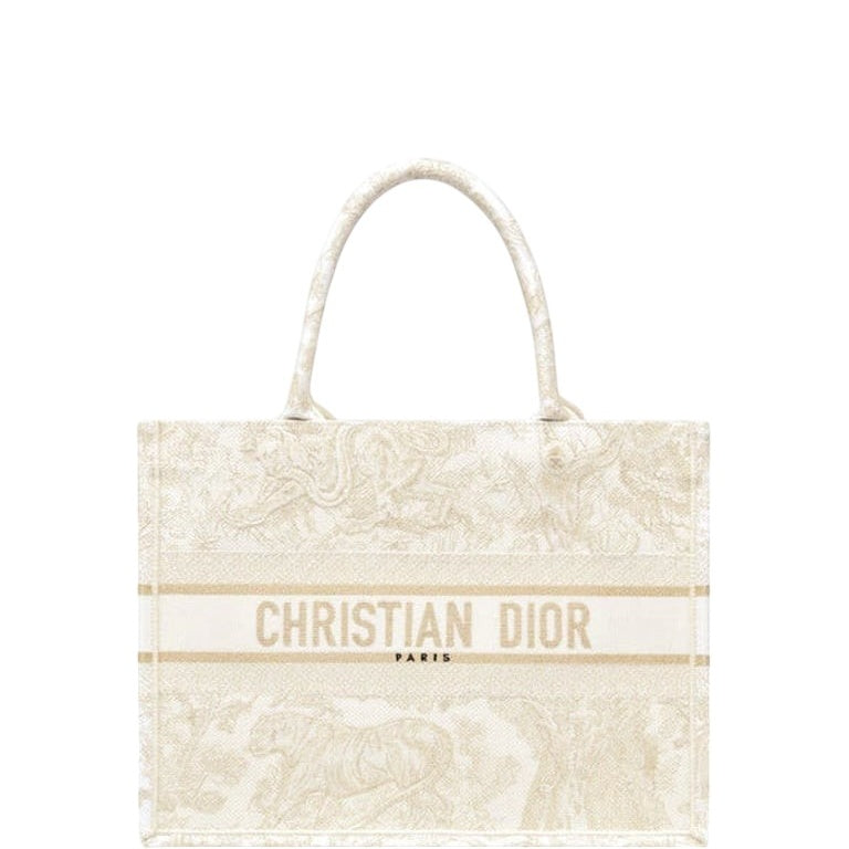Ezyycart Bags DIR MEDIUM BOOK TOTE GOLD TONE TOILE JOUY EMBROIDERY/ 36CM