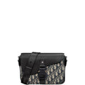 Ezyycart Bags DIR MINI SADDLE BAG WITH STRAP BEIGE AND BLACK CD OBLIQUE JACQUARD AND BLACK GRAINED CALFSKIN 23CM