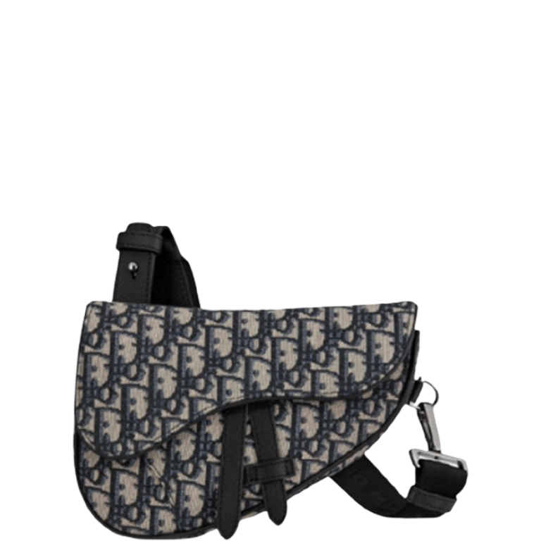 Anum Bags DIR MINI SADDLE BAG OBLIQUE JACQUARD BEIGE AND BLACK