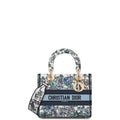 Ezyycart Bags DIR MEDIUM LADY D LITE BAG WHITE MULTICOLOR FLOWERS 24CM